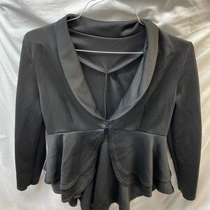 Black ruffled tail dress blazer ladies sz L